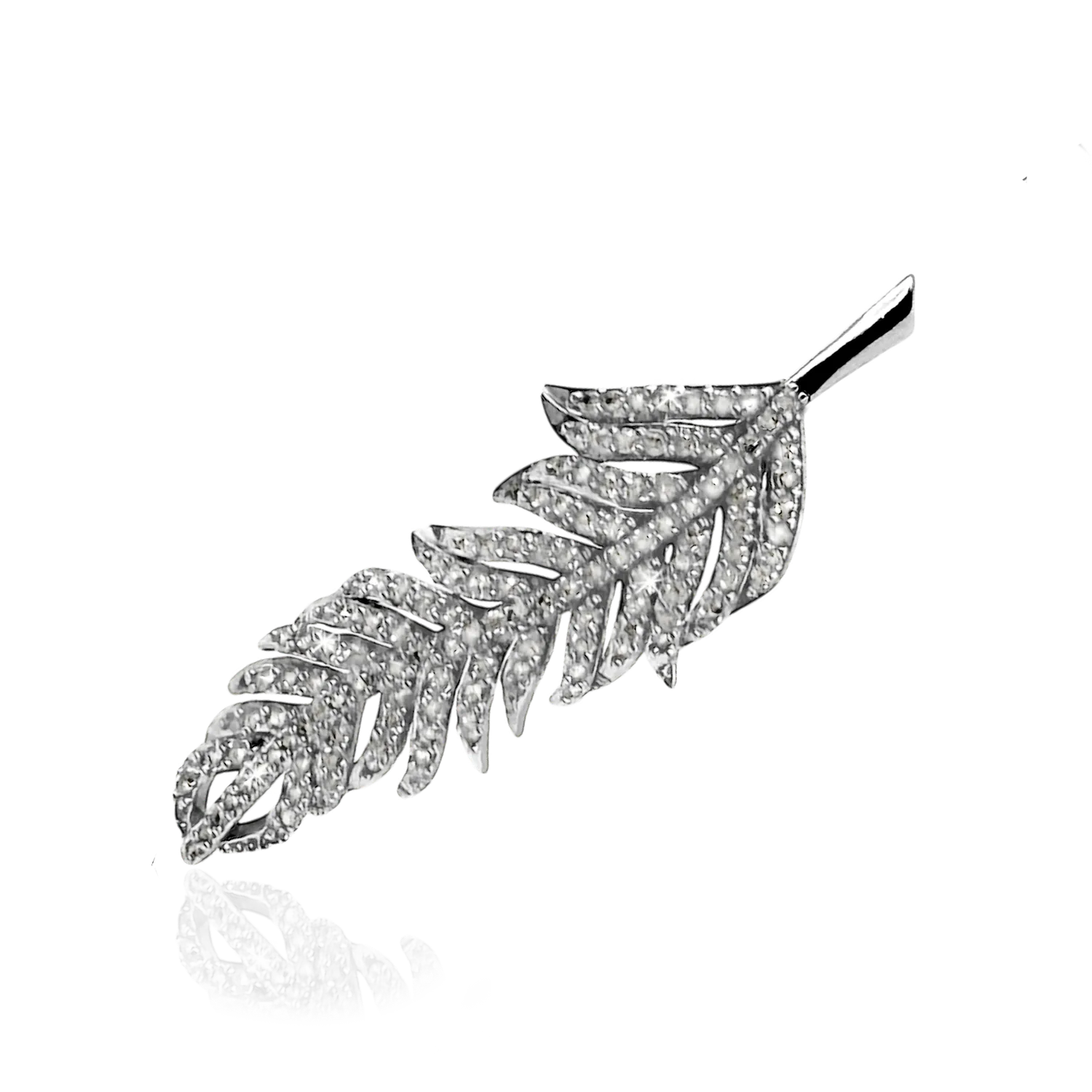 IOAKU Frosted Feather brosje gull 4,5 cm krystall