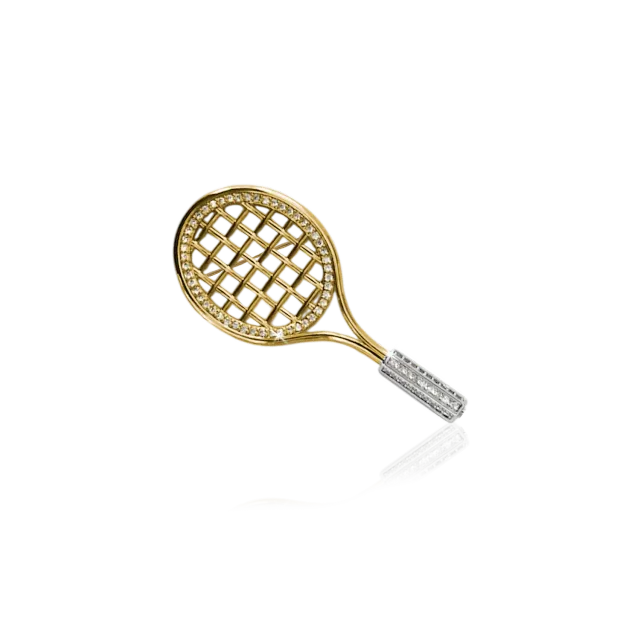 IOAKU Sparkle Tennis Racket brosje gull 7 g