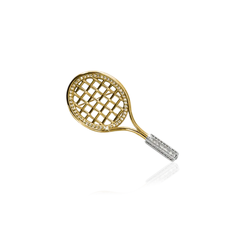 IOAKU Sparkle Tennis Racket brosje gull 7 g