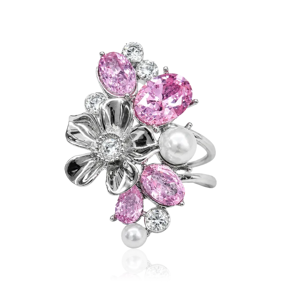IOAKU La Fleur Garden ring rosa messing