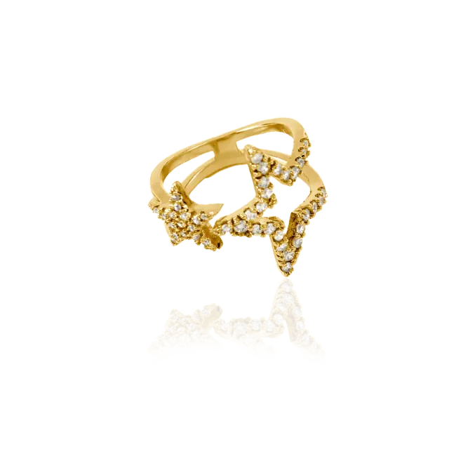 IOAKU Star Light ring gull justerbar messing