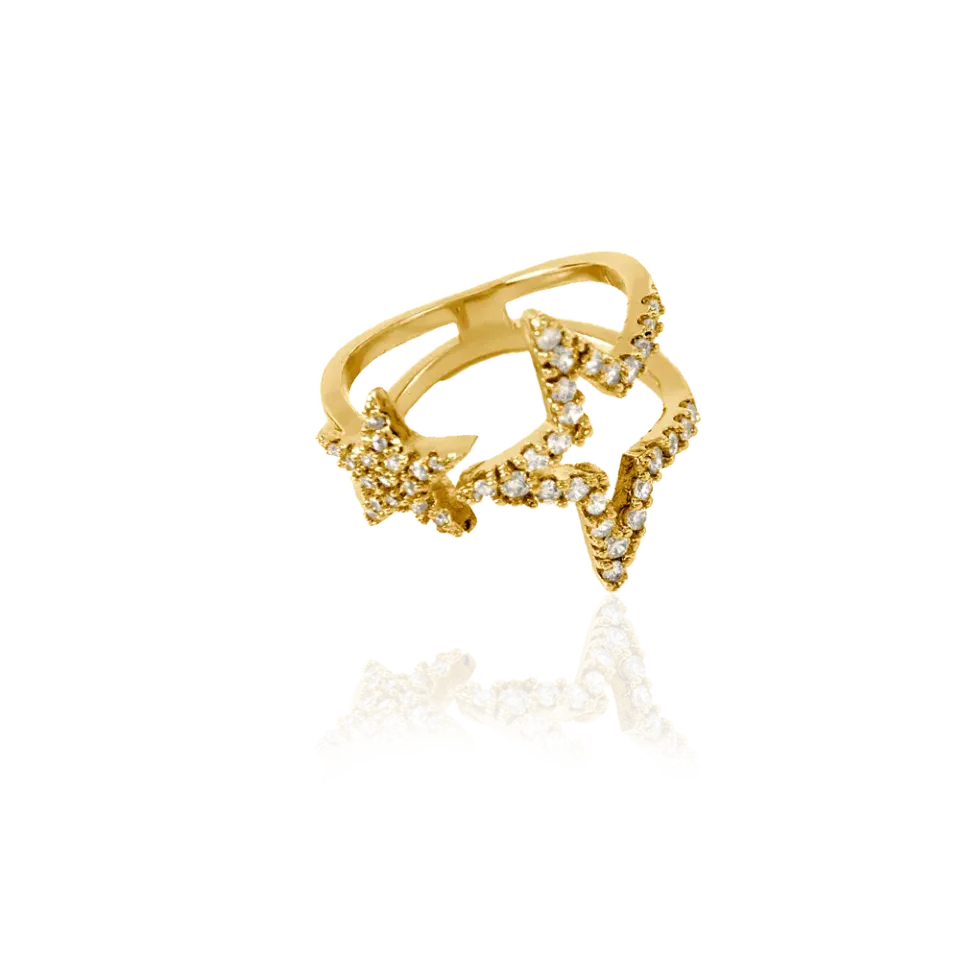 IOAKU Star Light ring gull justerbar messing