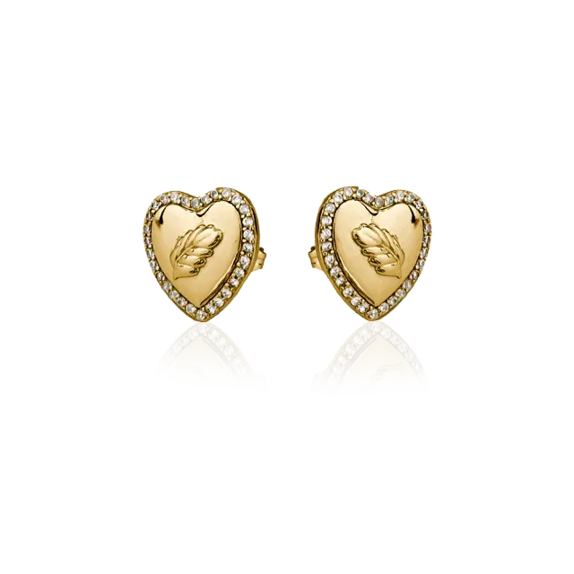 IOAKU Heart of Mistletoe stud øredobber gull misteltein
