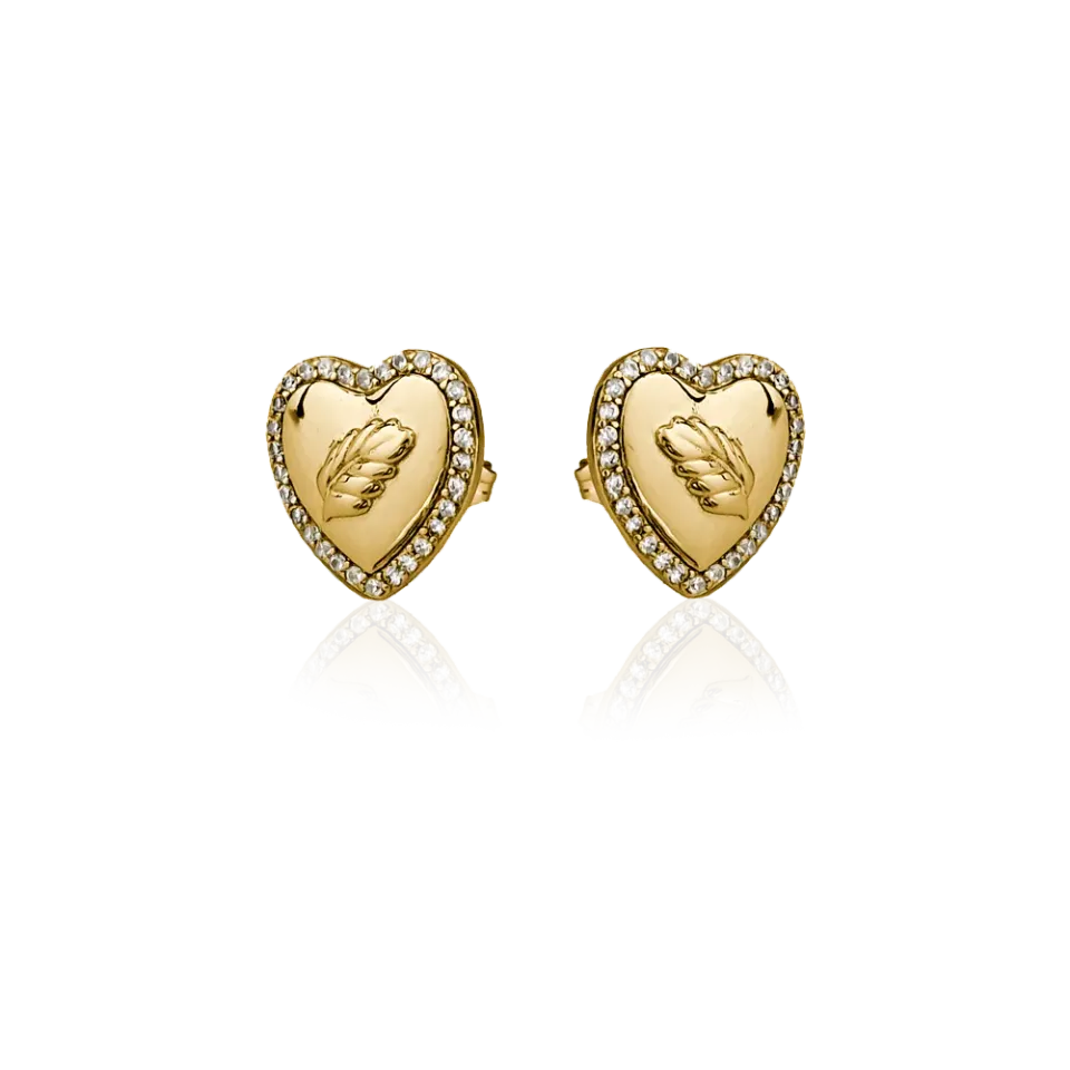IOAKU Heart of Mistletoe stud øredobber gull misteltein