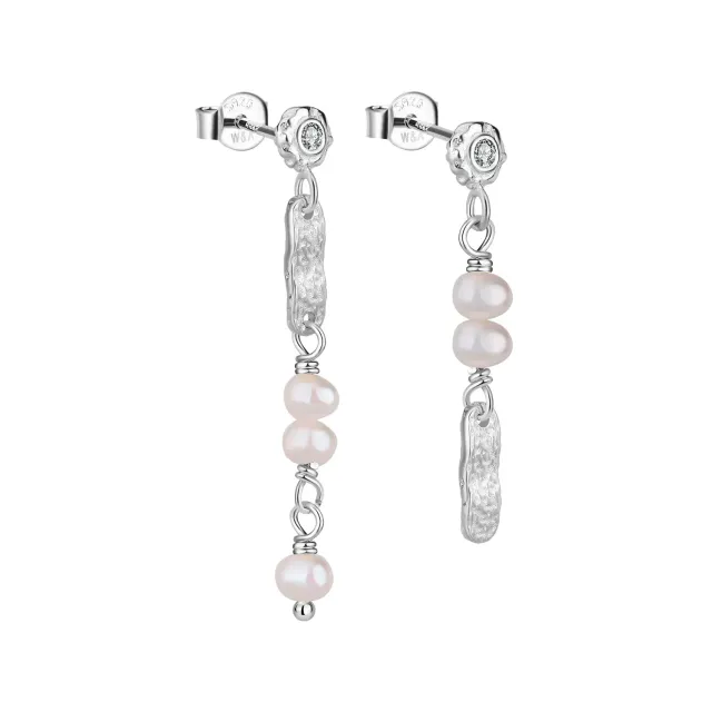 Wioga Alina øredobber sølv perle 3,5 cm