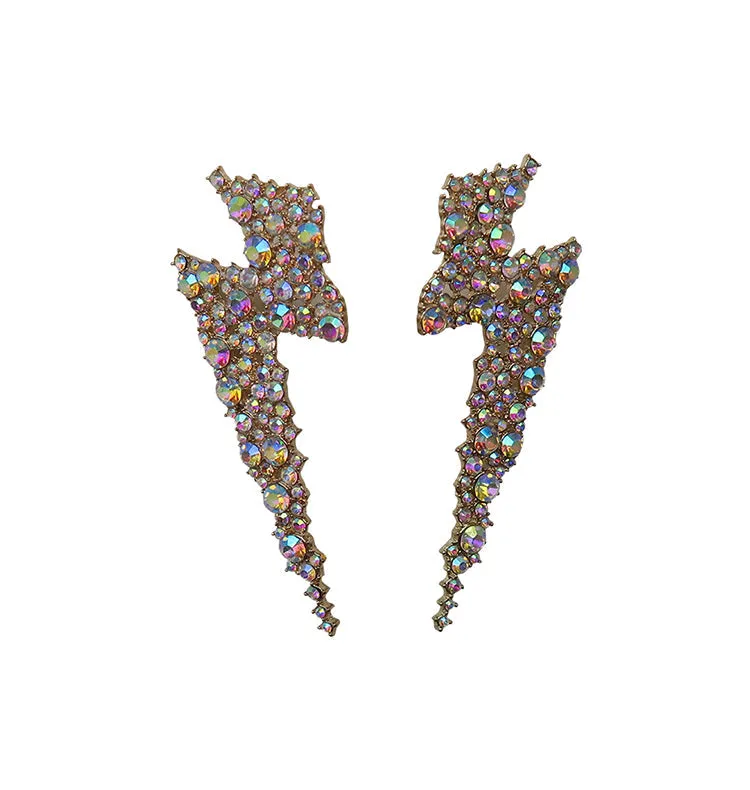 Wos Up Stardust øredobber gull lyn 8,5cm strass