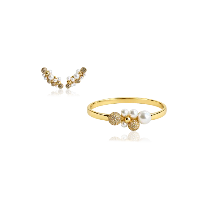 IOAKU Berry Petite Cuff Multi Studs armbåndsett gull XS/S