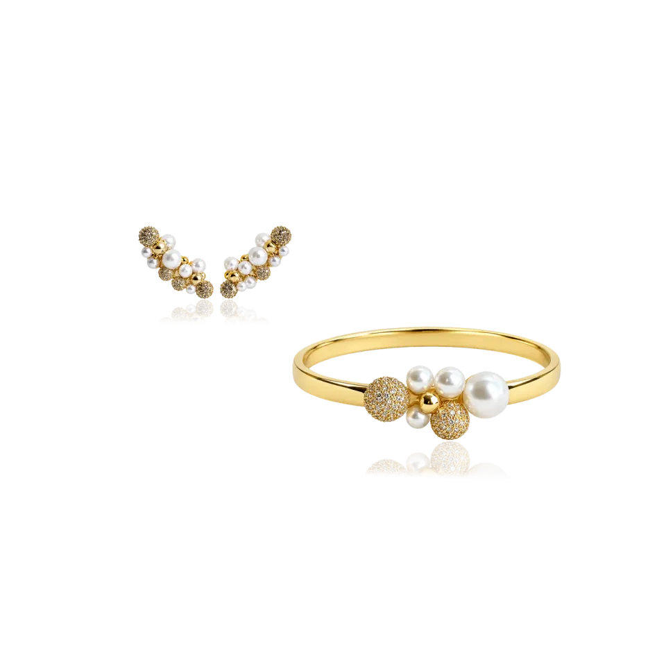 IOAKU Berry Petite Cuff Multi Studs armbåndsett gull XS/S