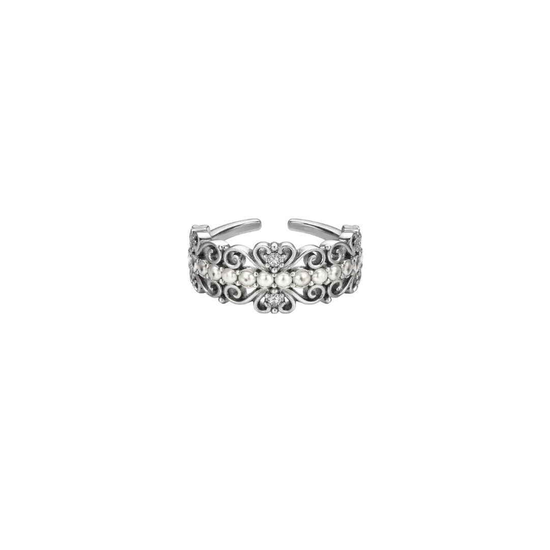 IOAKU Baroque Lace ring gull perler og krystaller