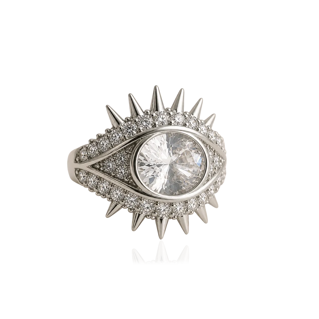 IOAKU Elecktra Sparkle Eye ring hvit gull str 7 statement
