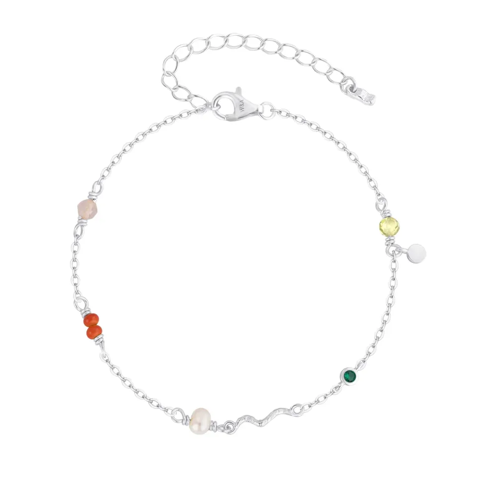 Wioga Elfrida armbånd sølv 16+4 cm farget