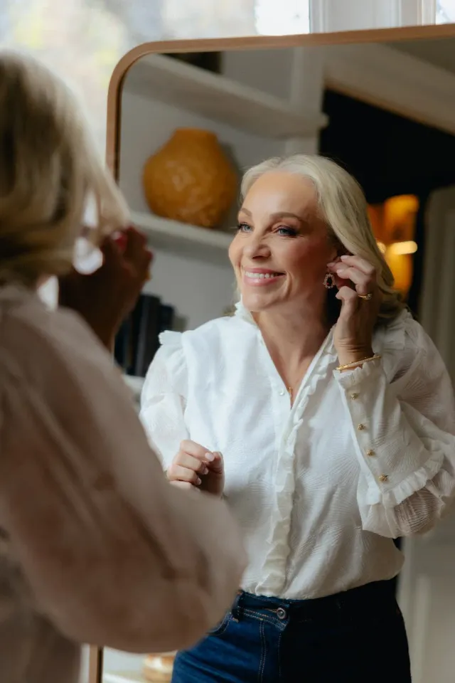 Janne Formoe Champisblusen bluse hvit sateng