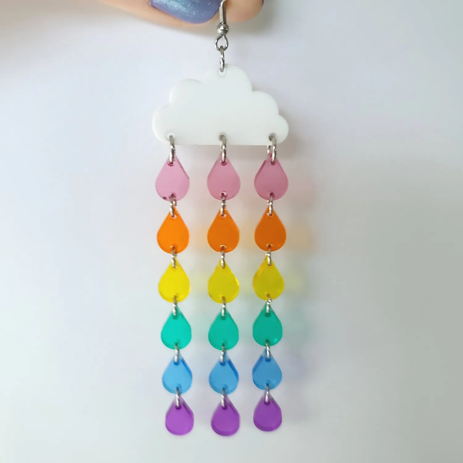 MiniKitty Raining Rainbow Clouds øredobber lette farger