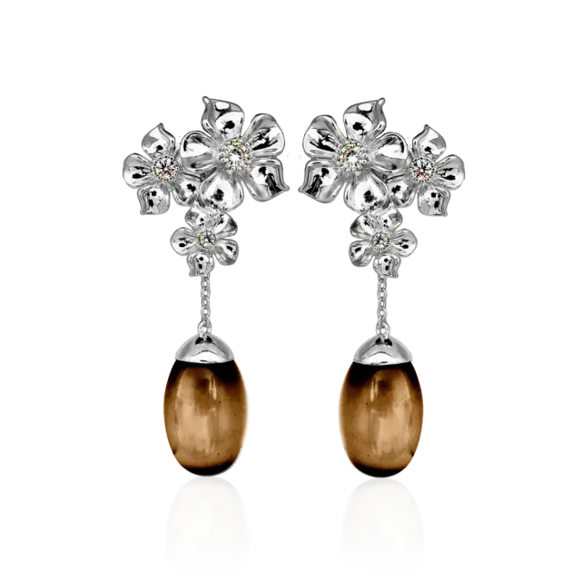 IOAKU La Fleur Trio Moonstone Pearl øredobber brun gull