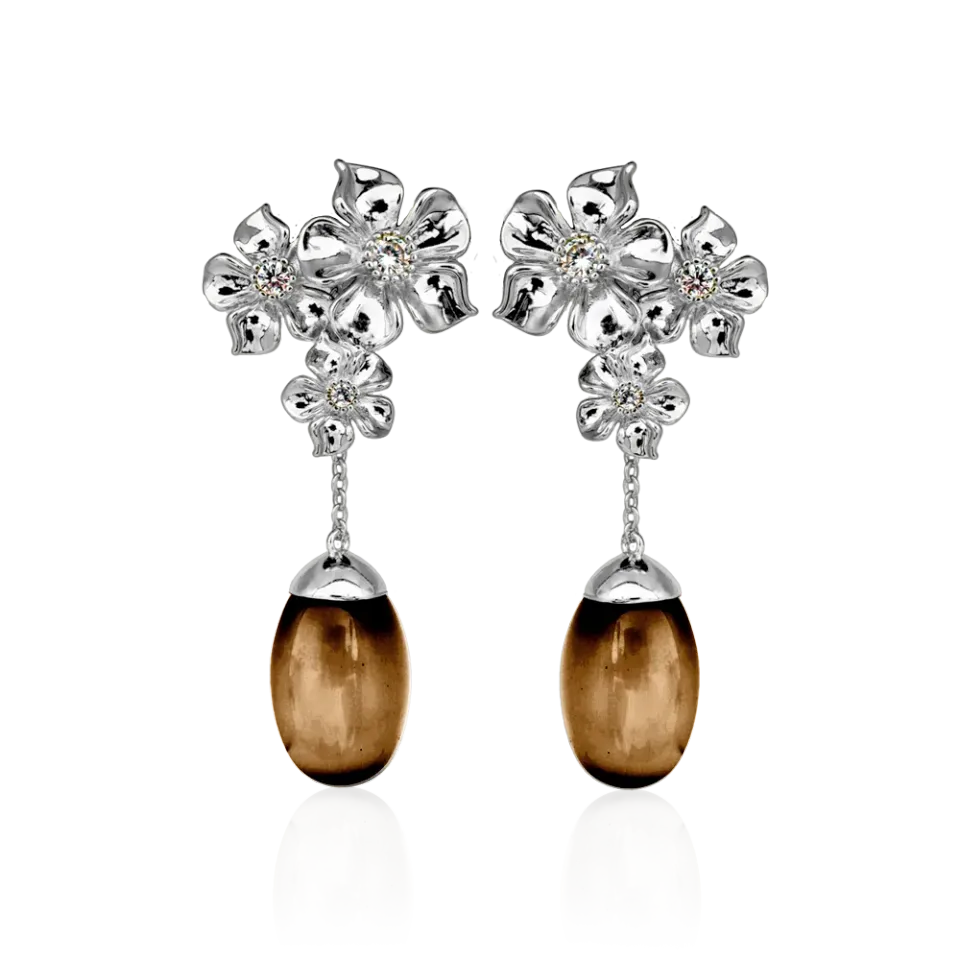 IOAKU La Fleur Trio Moonstone Pearl øredobber brun gull