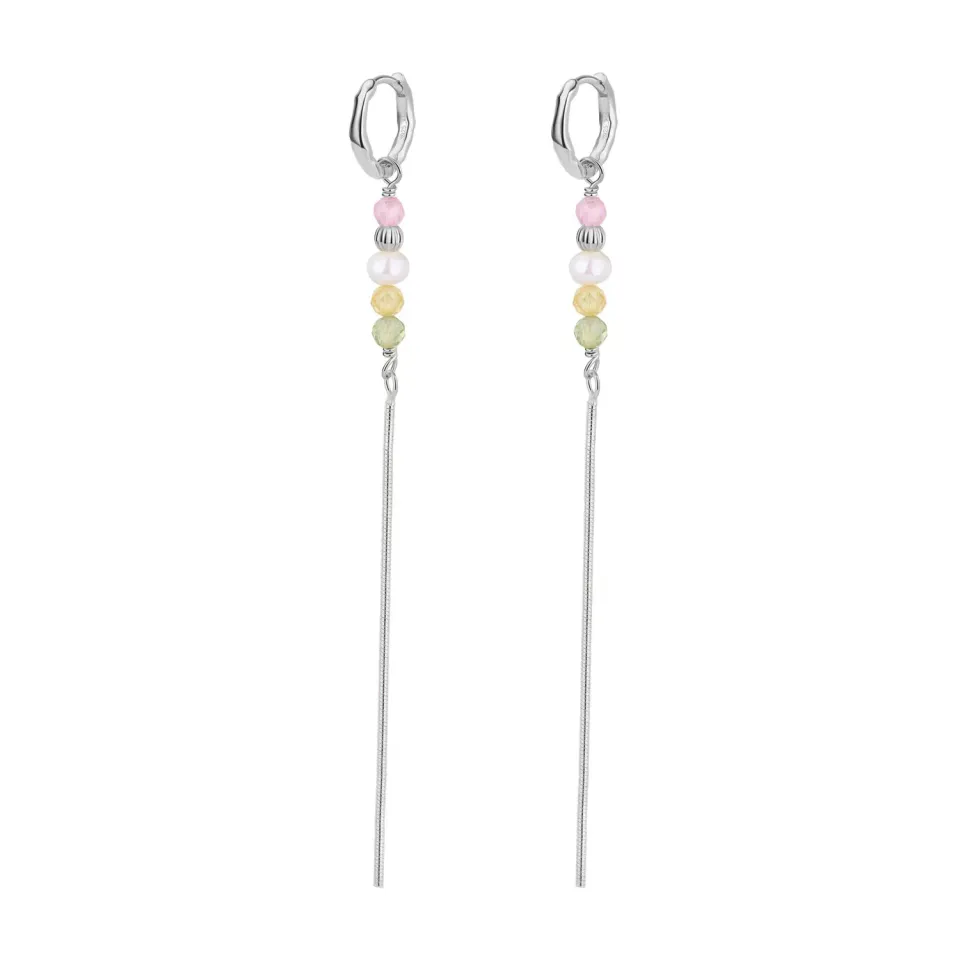 Wioga Chika øreringer sølv perle zirkonia 8 cm
