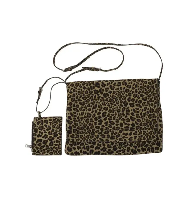 Wos Up Doris veske leopard kuskinn 30cm med pung