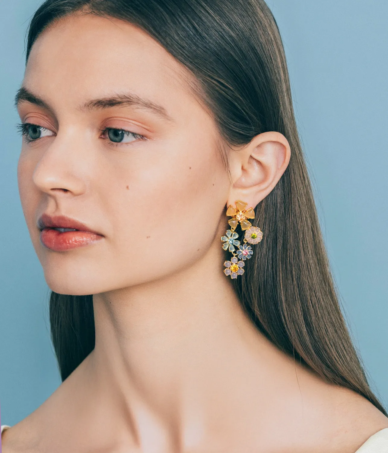 Loren Hope Talia øredobber multi pastell blomster 5 cm