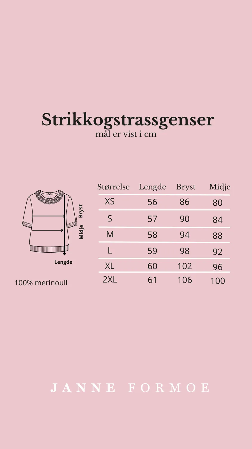 Janne Formoe Strikkogstrassgenser benhvit merino M
