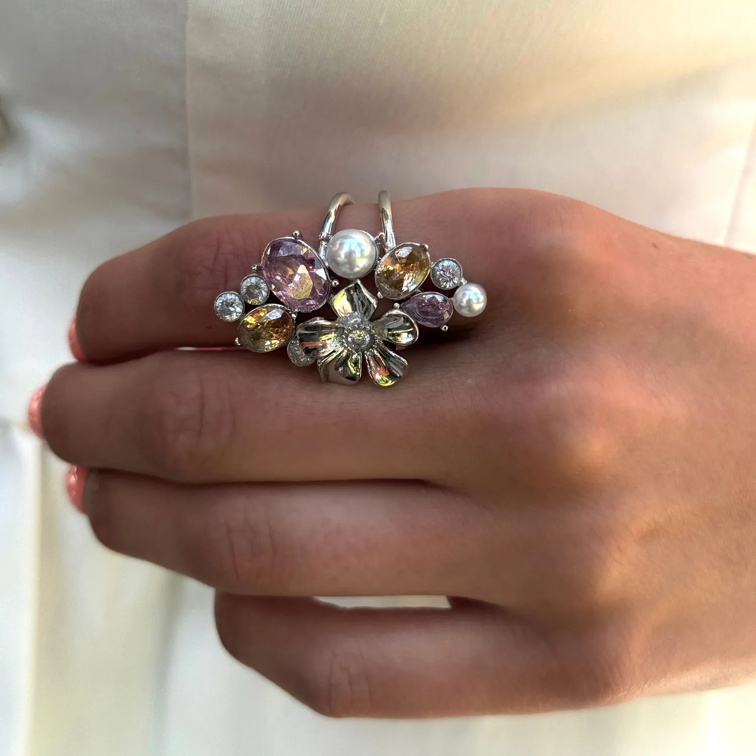 IOAKU La Fleur Sirène Garden Ring rosa gull str 7