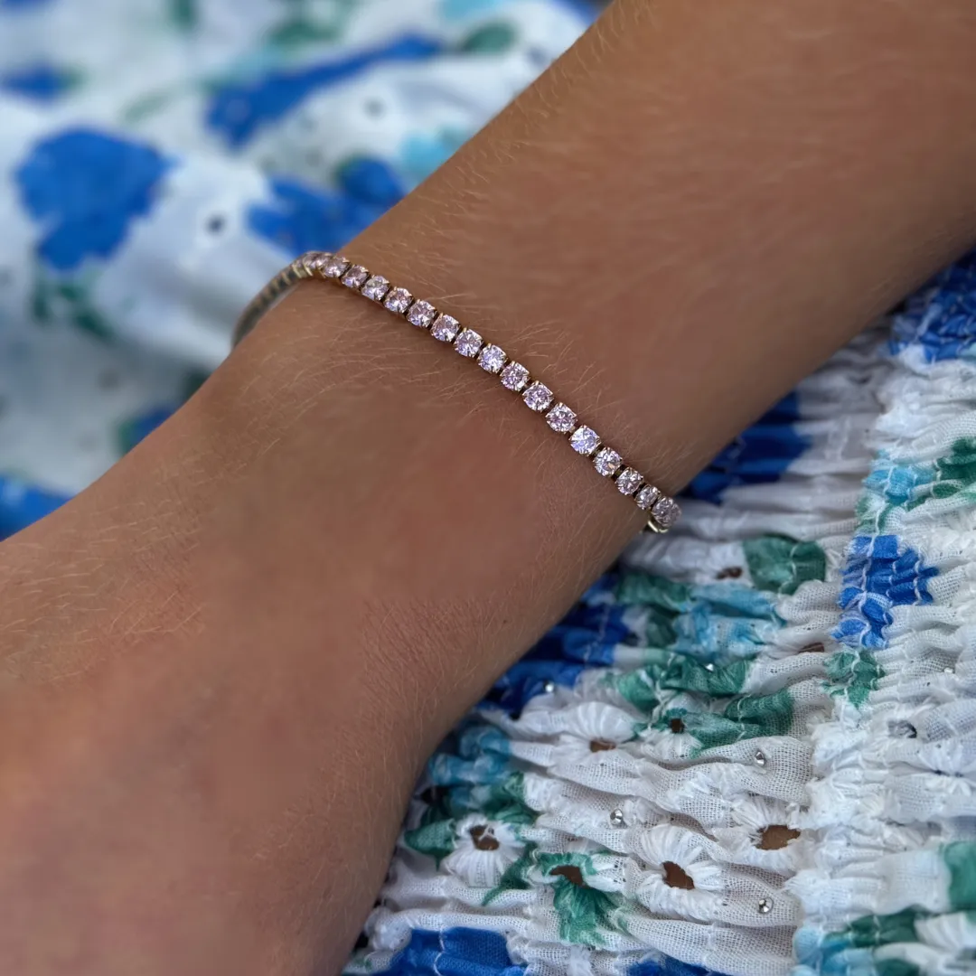 IOAKU Tennis Crystal armbånd 3 mm hvit gull