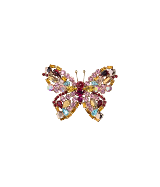 Loren Hope Small Butterfly brosje Rose Fuchsia Aqua