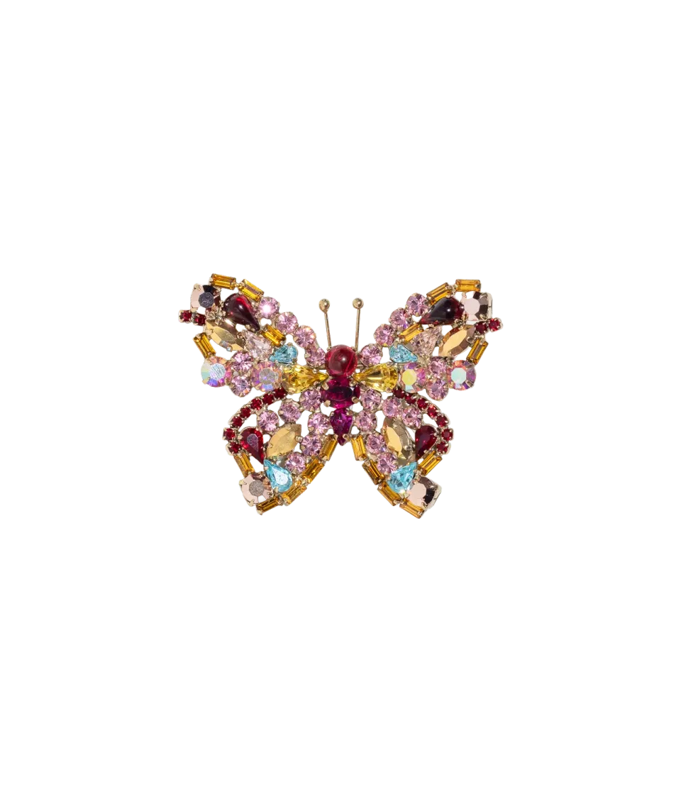 Loren Hope Small Butterfly brosje Rose Fuchsia Aqua