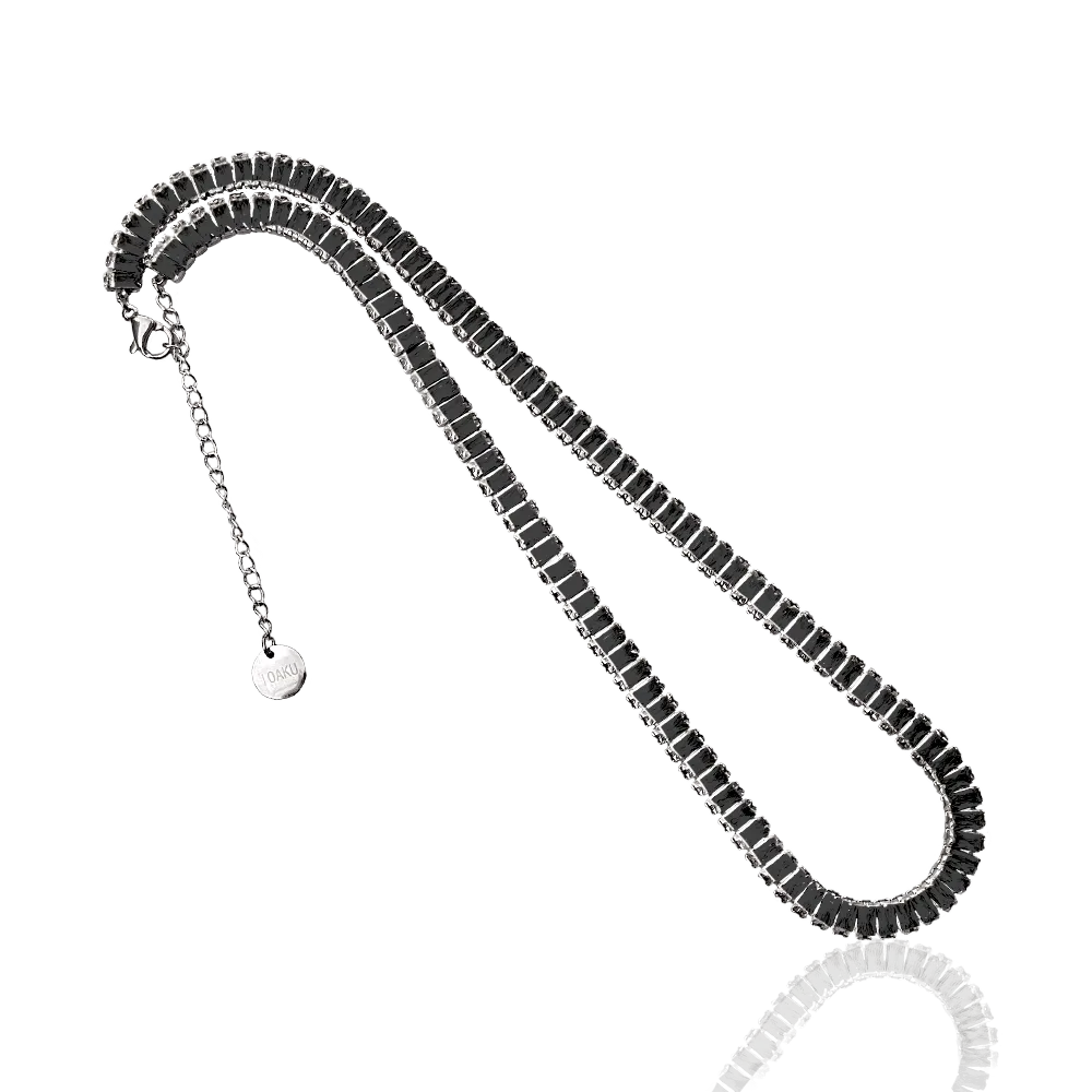 IOAKU Domino Crystal halskjede svart gull 36+7 cm stål