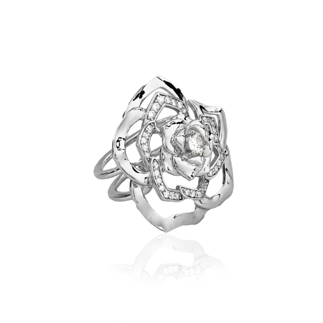 IOAKU Winter Flower ring sølv justerbar 3 cm