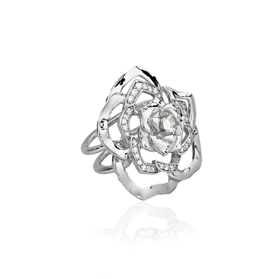 IOAKU Winter Flower ring sølv justerbar 3 cm