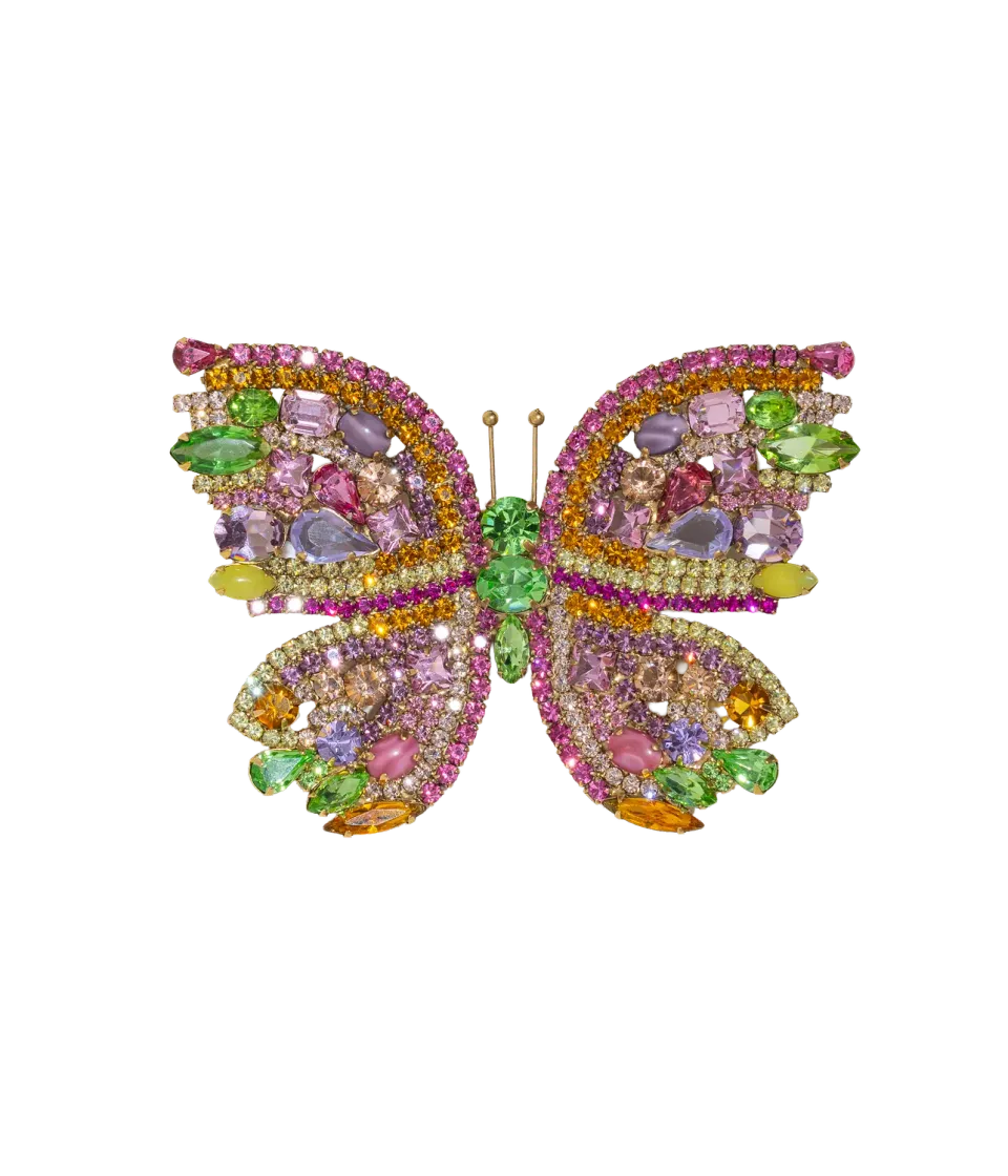 Loren Hope Butterfly X-Large brosje Olive Jade glass