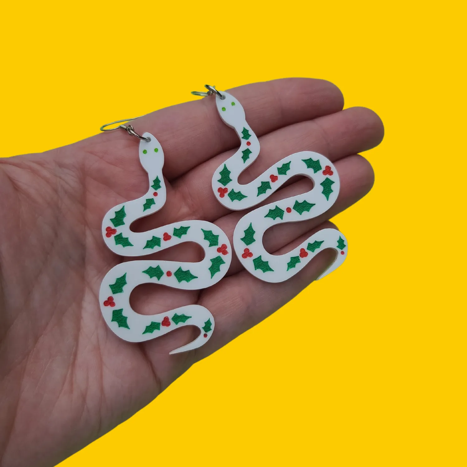 MiniKitty Christmas Snakes Holly øredobber akryl