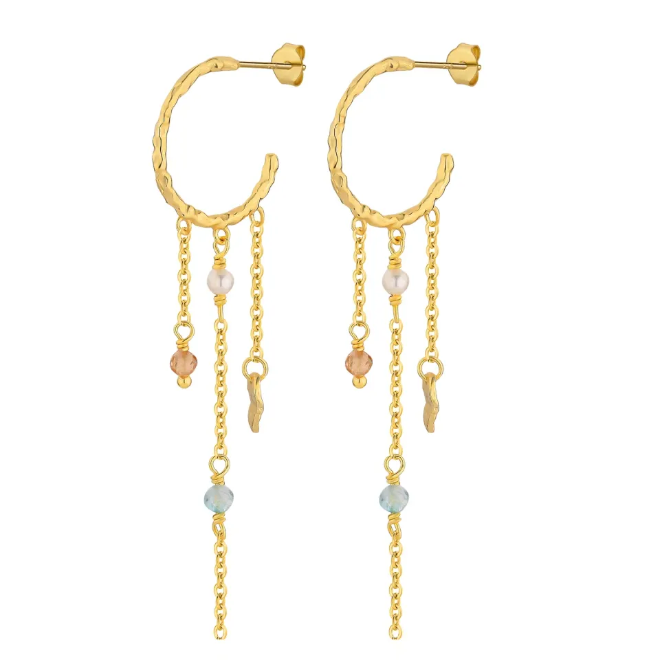 Wioga Kathy E-8904-GP øredobber forgylt perle 7 cm