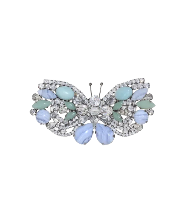 Loren Hope Large Butterfly Amazonite Agate Crystal brosje