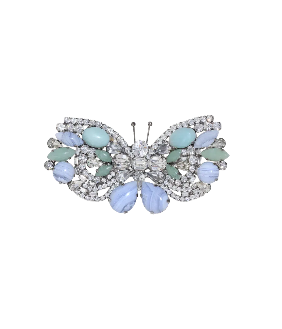 Loren Hope Large Butterfly Amazonite Agate Crystal brosje