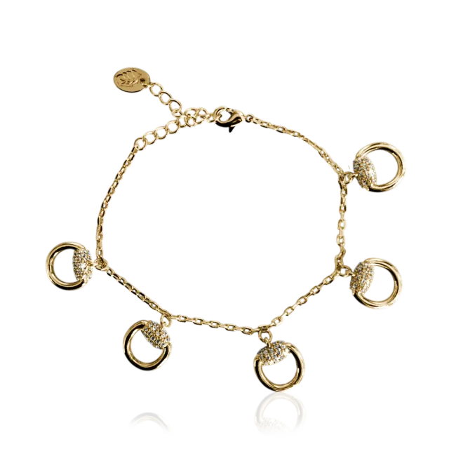 IOAKU Horsebit Charm Sparkle armbånd gull