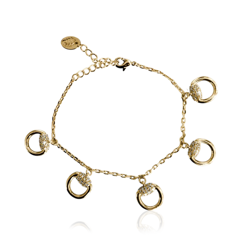 IOAKU Horsebit Charm Sparkle armbånd gull
