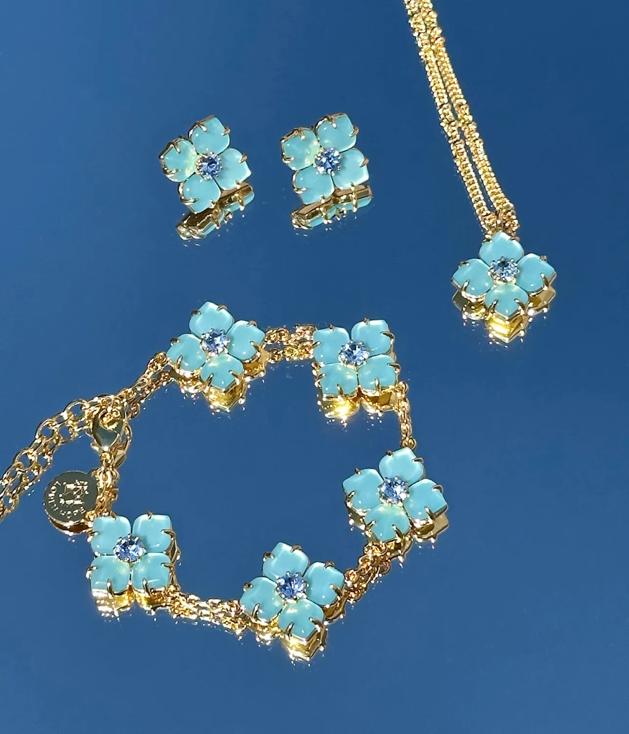Loren Hope Hydrangea øredobber aqua glass 1,9cm
