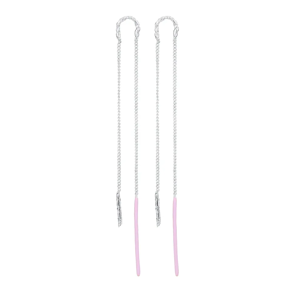 Wioga Cylle øredobber sølv 9 cm rosa emalje