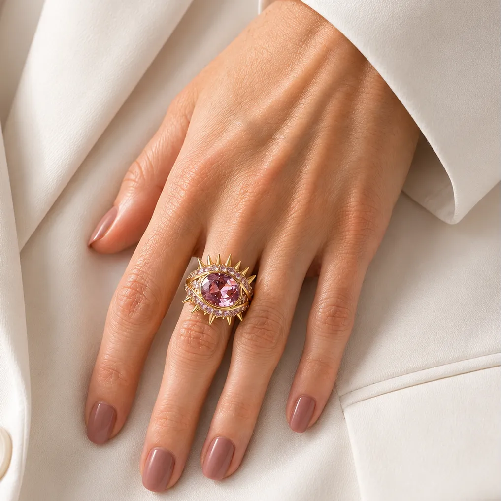IOAKU Elecktra Sparkle Eye ring rosa gull str 7
