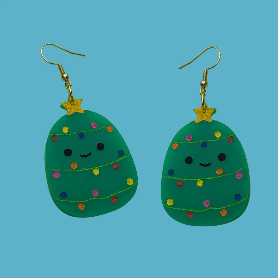 MiniKitty Christmas Tree Squish øredobber akryl jul