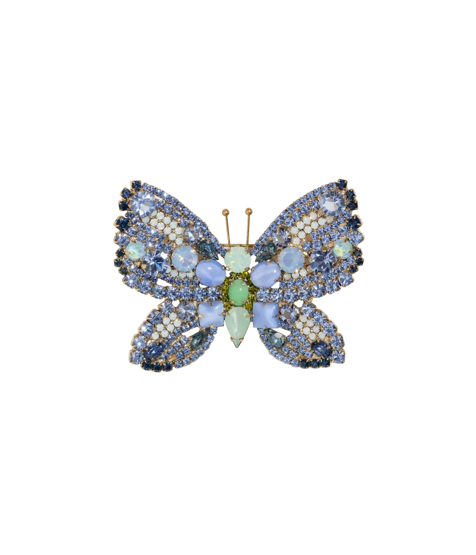 Loren Hope Large Butterfly brosje Light Sapphire White Opal