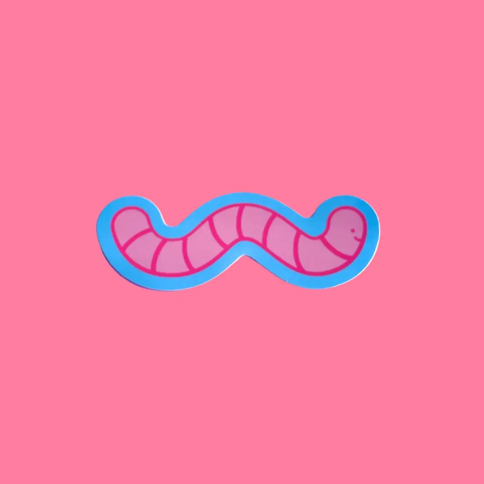 MiniKitty Earthworm klistremerke vinyl 7,6 cm