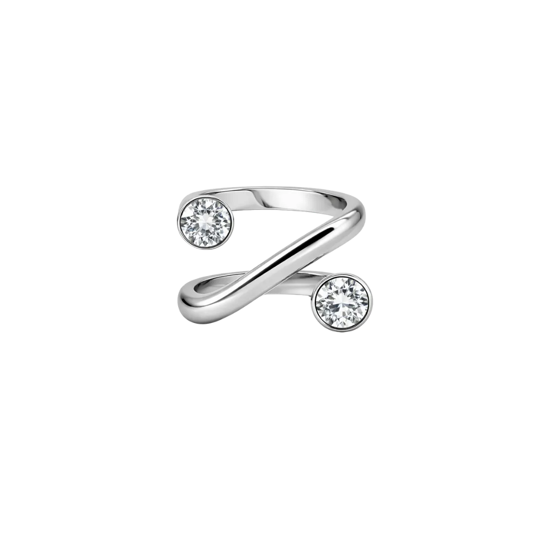 IOAKU Linear Crystal Luxury ring gull str 7