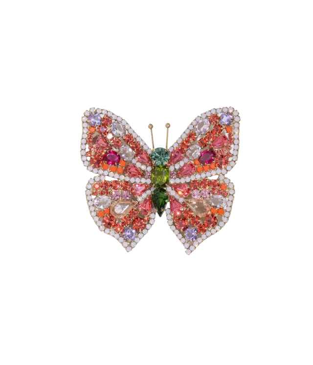 Loren Hope Butterfly Large Butterfly Padparadscha Olivine Rose brosje