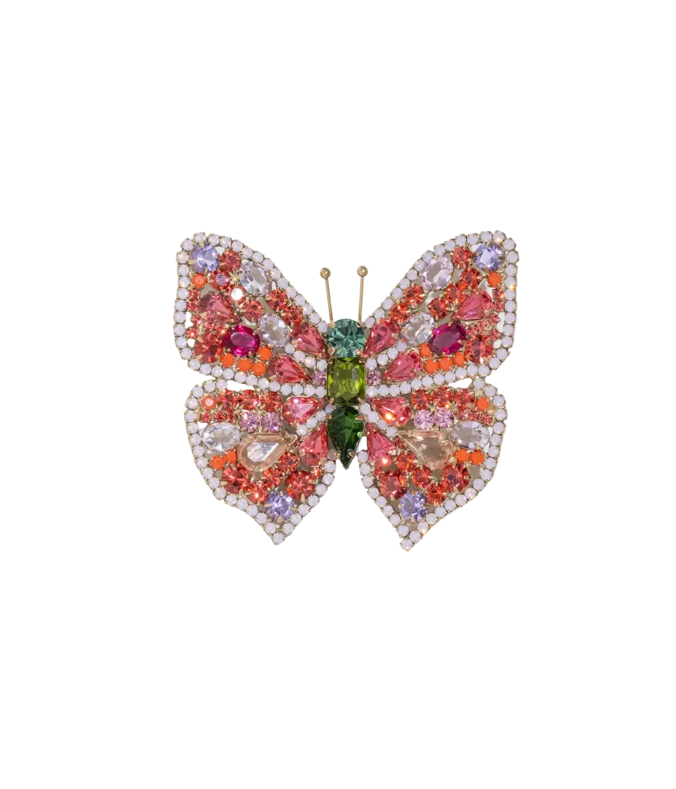 Loren Hope Butterfly Large Butterfly Padparadscha Olivine Rose brosje