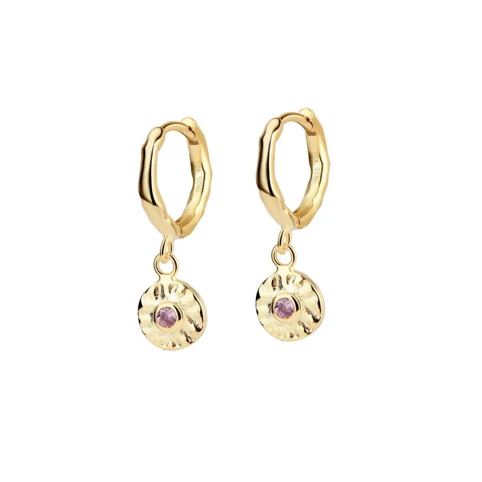 Wioga Charlene øreringe gull hoops rosa 3 cm