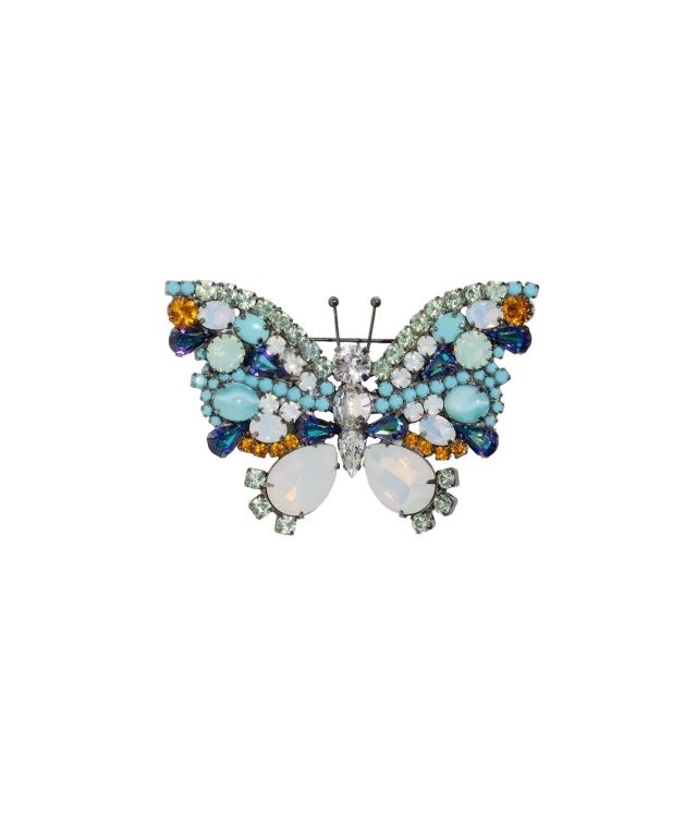 Loren Hope Butterfly Large brosje white opal turquoise sapphire AB