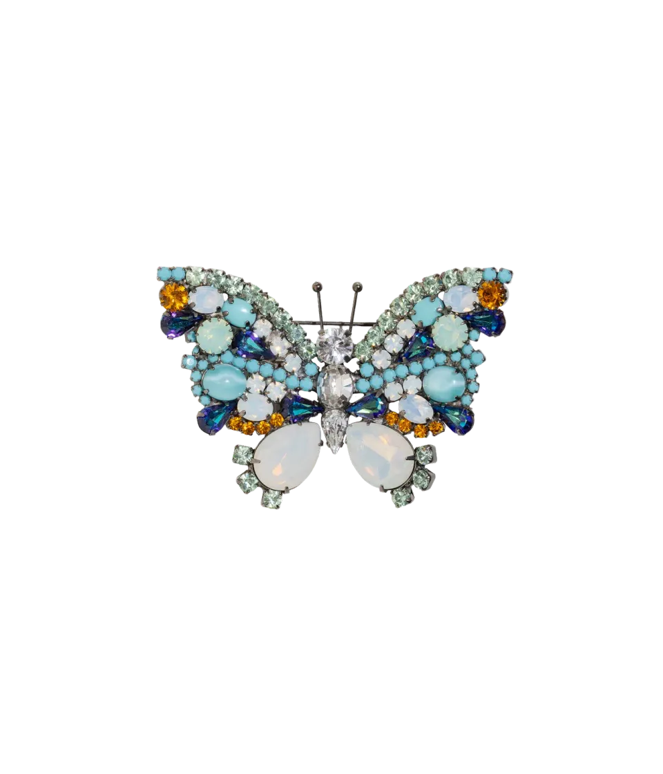 Loren Hope Butterfly Large brosje white opal turquoise sapphire AB