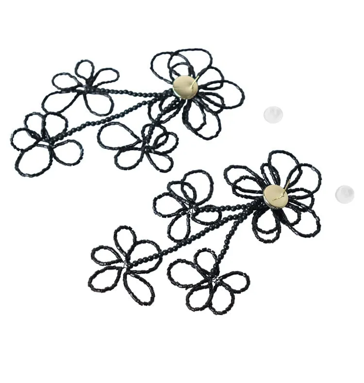 Wos WOS UP Blomster øredobber svart 10,5 cm